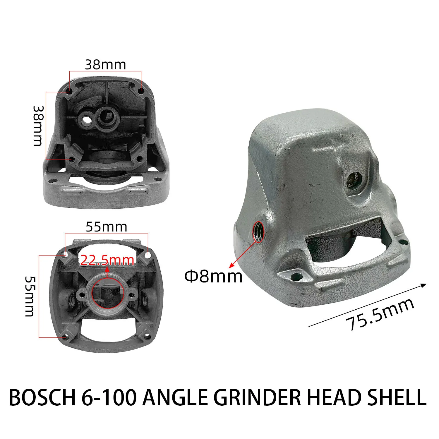 Haakse Slijper Aluminium Hoofd Shell Behuizing Versnellingsbak Gear Montage Voor Bosch GWS6-100 FF03-100A Power Tool Accessoires