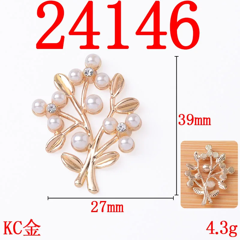 Alloy jewelry micro-inlaid pearl flower branches leaves flower plate diamond buckle jewelry fashionable and elegant