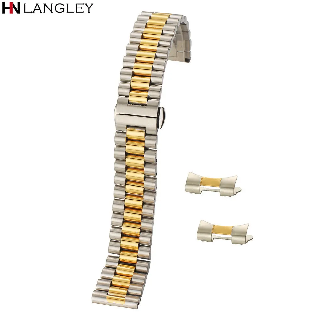 Watch Band Strap 10/12/13/14/16/17/18/19/20/21/22mm Stainless Steel Watchband Bracelet Arc Interface for Rolex Universal Strap