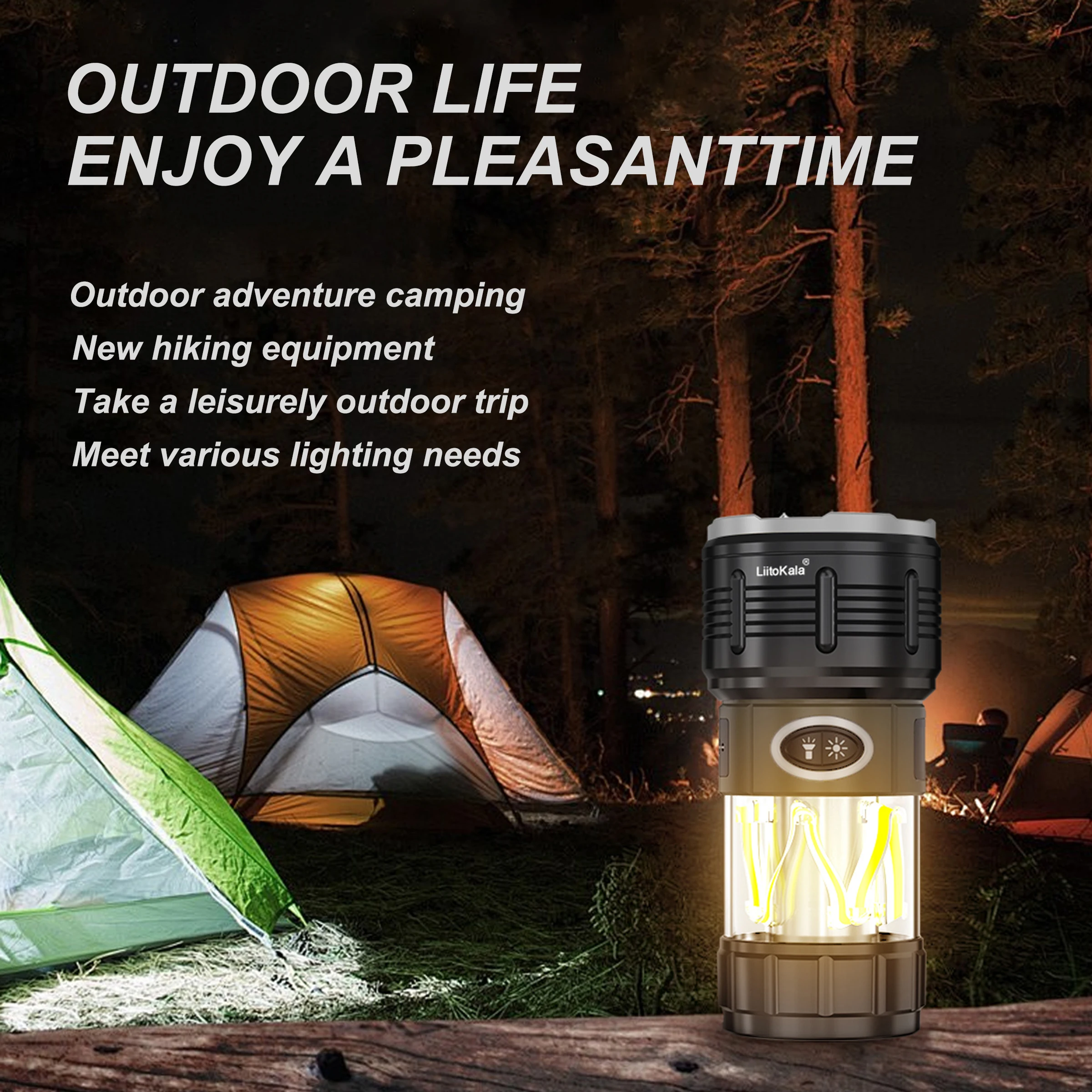 LiitoKala LF-703 Multifunctional Outdoor Flashlight for Camping - Adjustable Focus Long-Range Beam Rechargeable Torch Light