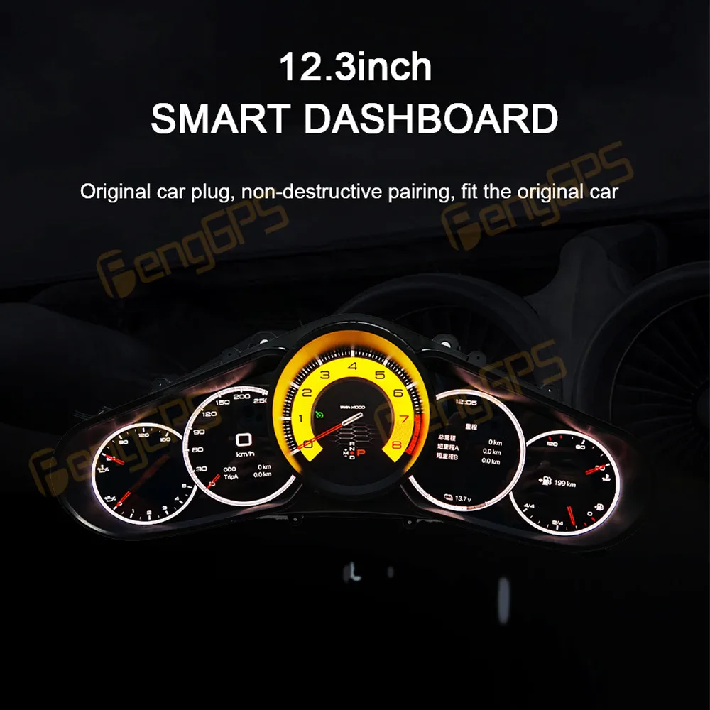 12.3 inch For Porsche 911 2012-2019 Car LCD Digital Dashboard Cluster Instrument Panel Speedometer Virtual Cockpit Linux System