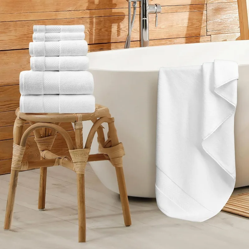 Bamboo Viscose Bath Towels - Ultra Soft & Plush 700 GSM Luxury Bath Towels - Super Absorbent & Quick Drying - 6 Piece