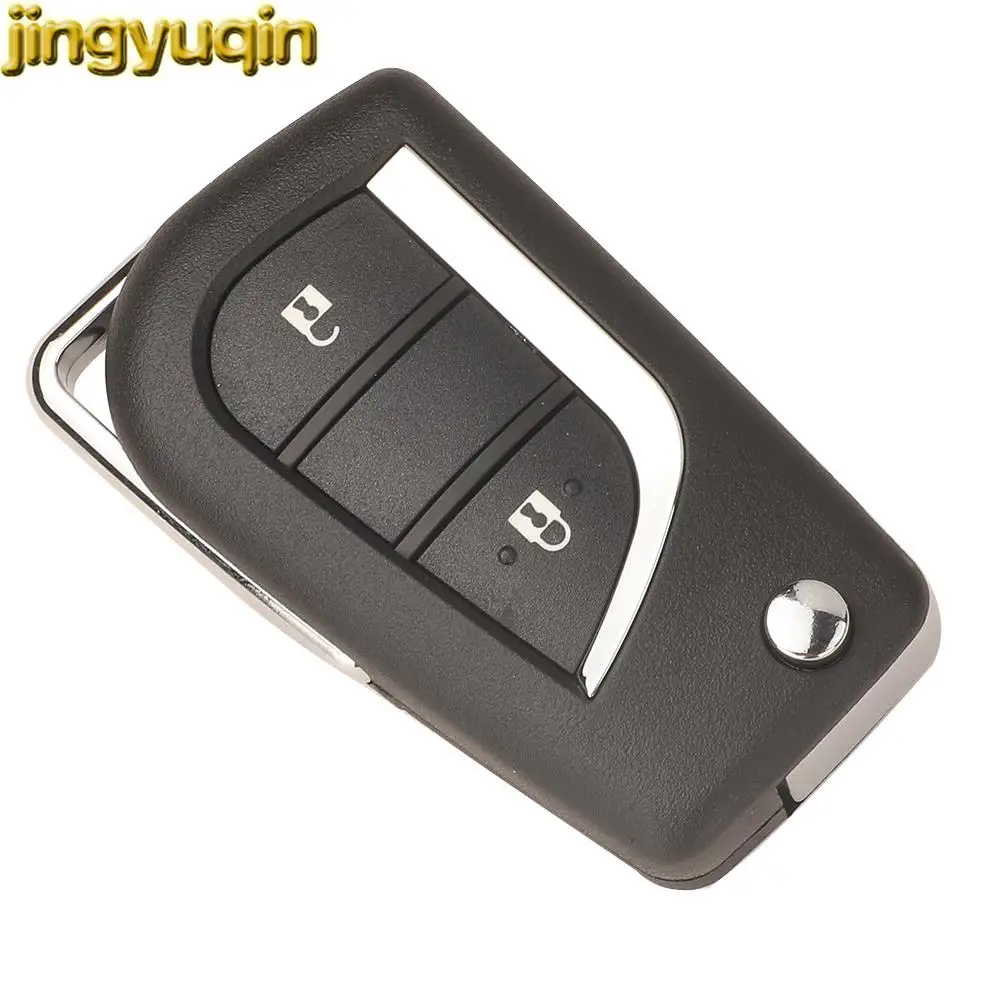 Jingyuqin Remote Car Key Fob 433Mhz H/ID8A Chip For Toyota Corolla 2018 2019 2020 2021 2/3 Buttons FSK Case VA2 Uncut Blade