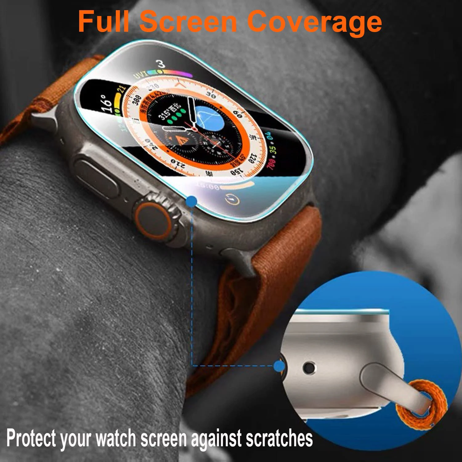 1-5PCS Tempered Glass Screen Protector for Apple Watch Ultra 49mm Protective HD Film Waterproof Easy Install for iWatch Ultra 2