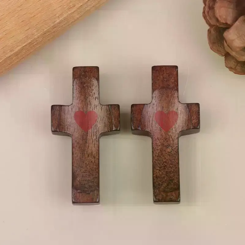 1/2PCS Wooden Pocket Prayer Cross, Small Handheld Cross For Comfort, Pocket Gift For Prayer & Faith