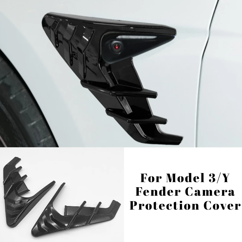 

For Tesla 17-24 Model 3/Y Fender Camera Protection Cover Sporty Exterior Decorative Cap Adhesive Installation Car Mod Accessory
