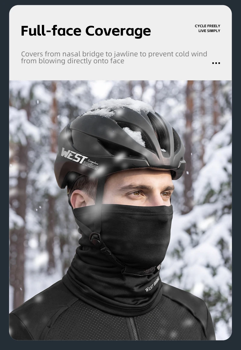 WEST BIKING Winter-Fahrradschleier Winddichte Thermische Sturmhaube Nackenwärmer für Skifahren Motorrad Atmungsaktive Fleece-Gesichtsmaske Warm – Detail 15