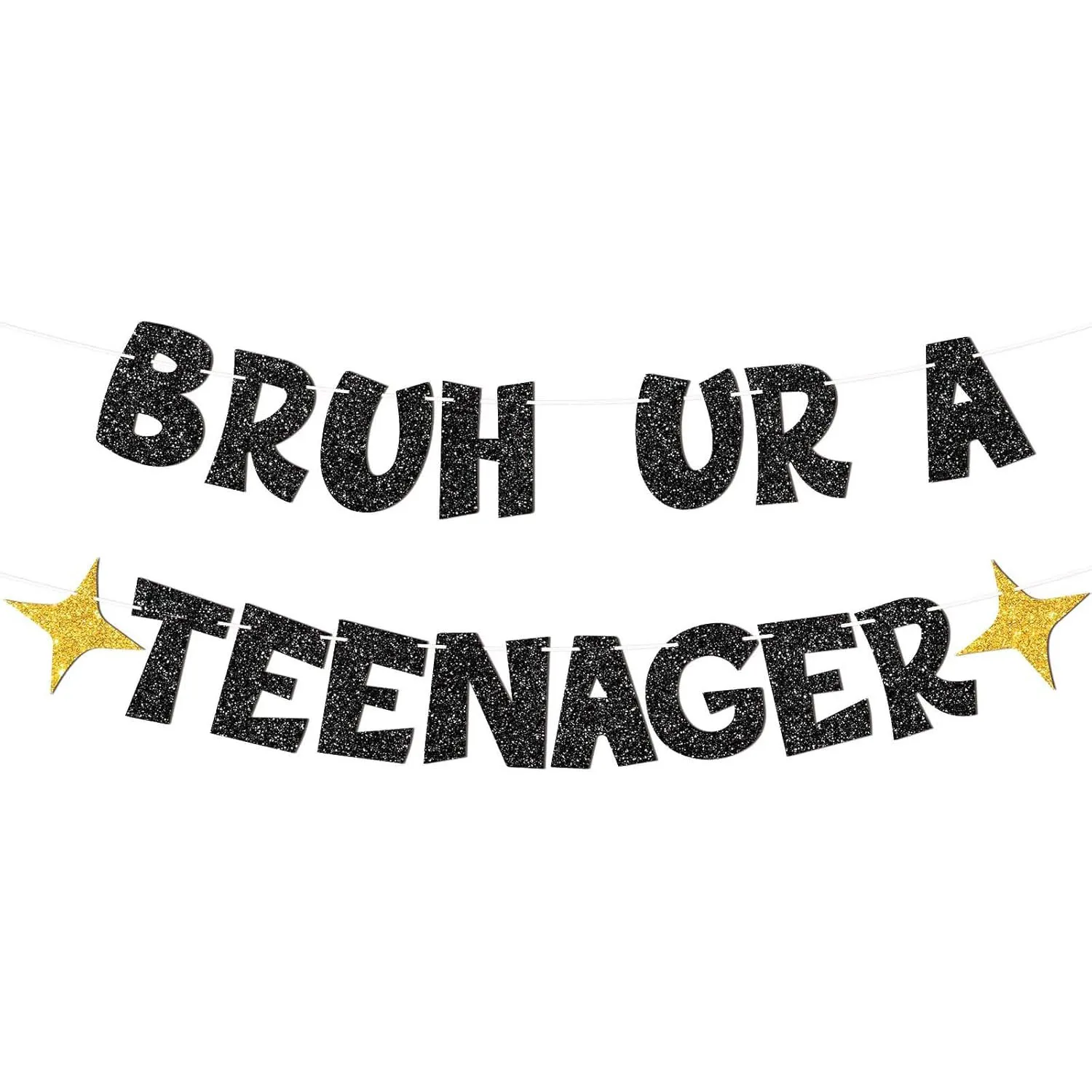 Glitter Bruh UR A Teenager Banner-Happy 13th Birthday Decorations,13th Birthday Banner Decor for 13 Year Old Teen Birthday Party