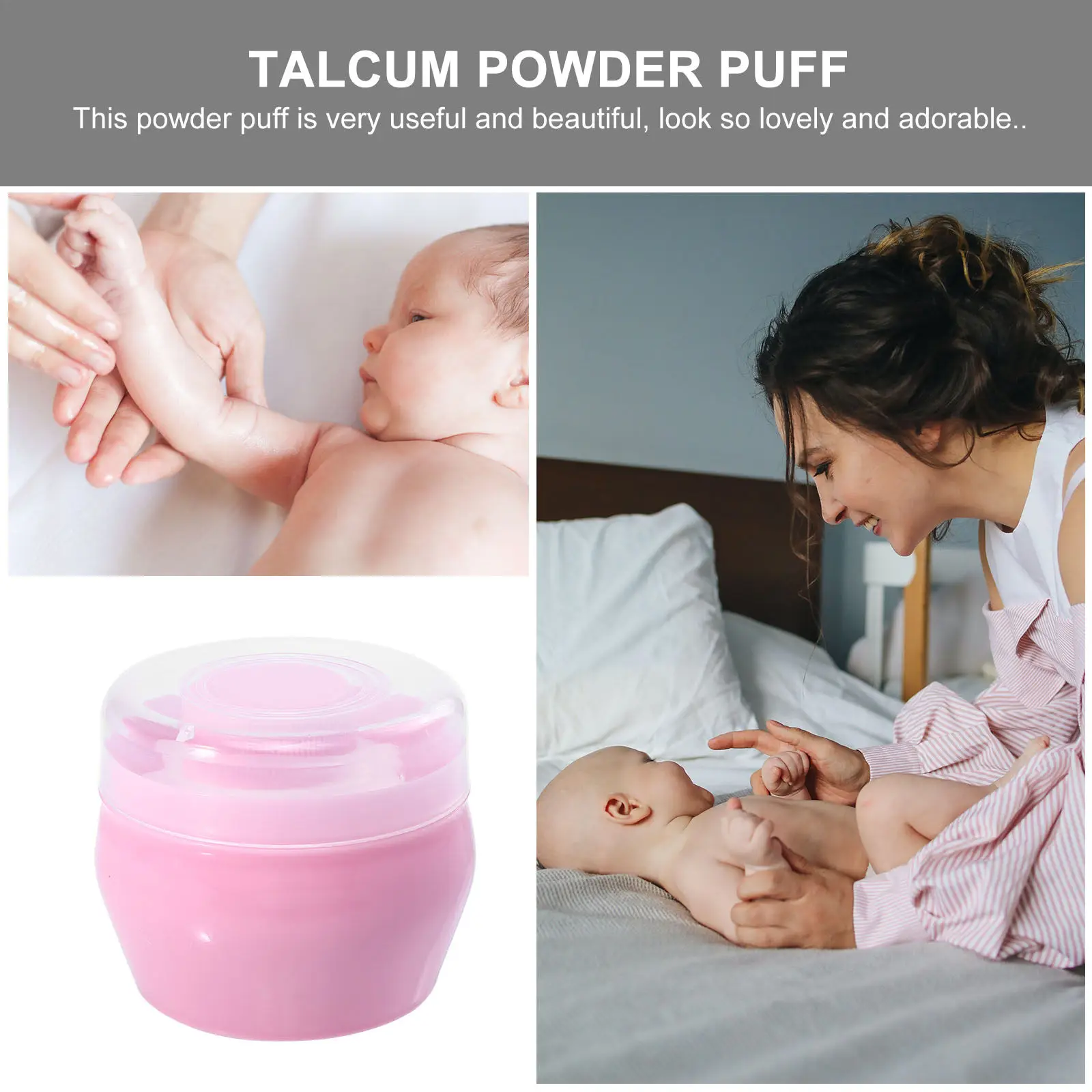 

2 Sets Infant Powder Puff Portable Handle Design Easy Use Smooth Even Talcum Powder Application Baby Body Puff Shower Gift