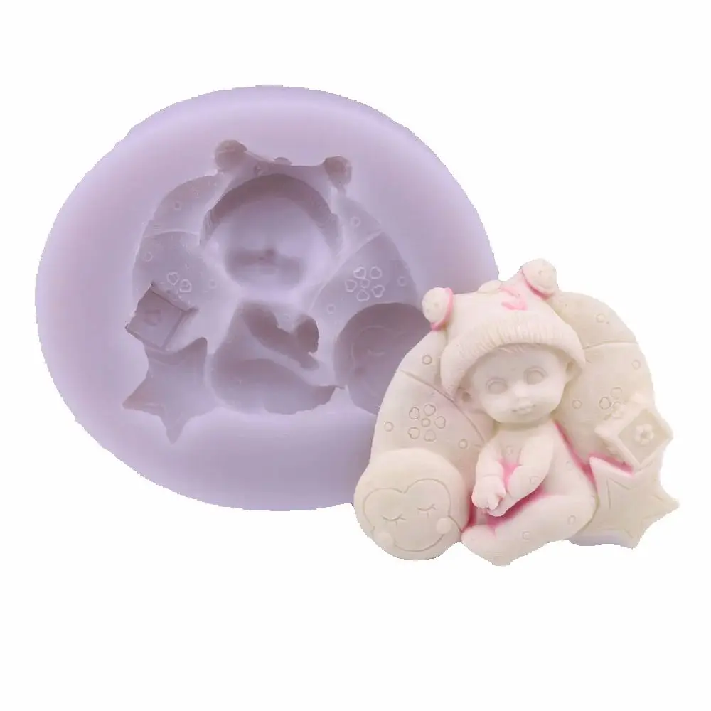 

Cute Cartoon Swaddle Baby Silicone Fondant Mould Mothers Day Birthday Gift Chocolate Icing Cake Decoration Sugarcraft Mold