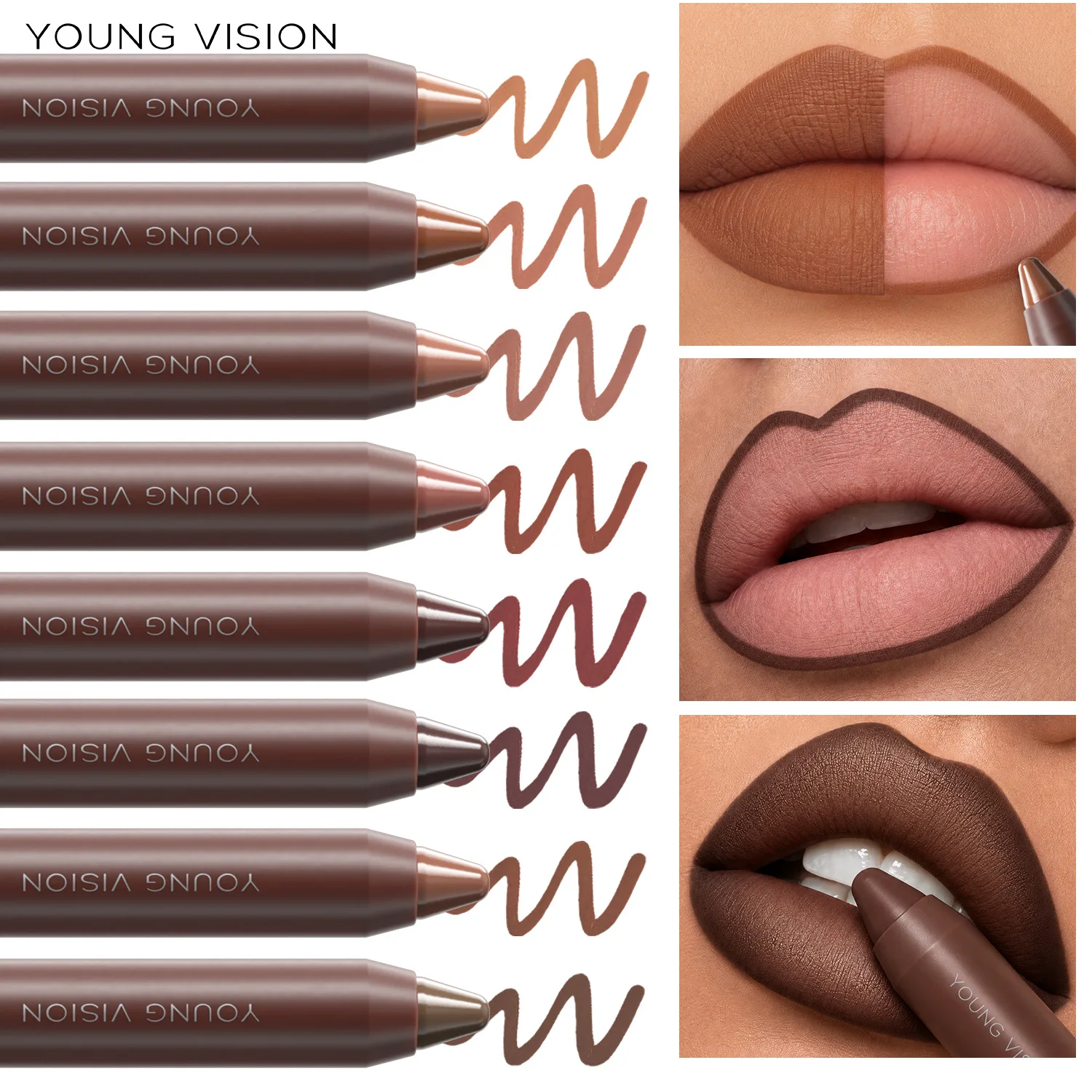 YOUNG VISION matte chocolate lipstick, matte surface is not easy to stick to cup lip line lipstick