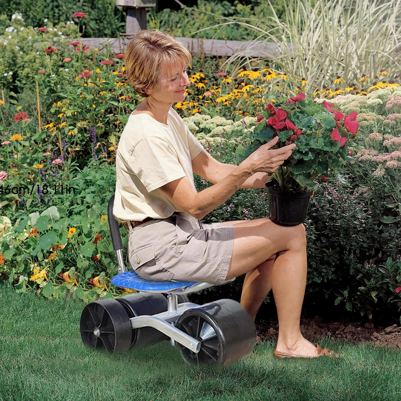 Garden Cart Rolling Stool Foldable 360 Degree Rotating Garden Cart Rolling Stool Smooth Gardening Workseats