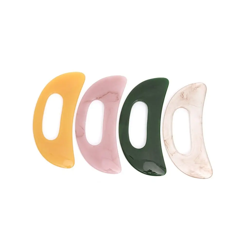 เรซิ่น Gua Sha ขูดนวดสีชมพูสีเหลืองนวด Skin Care เครื่องมือโปร่งใสเรซิ่นขูดสําหรับใบหน้าคอ