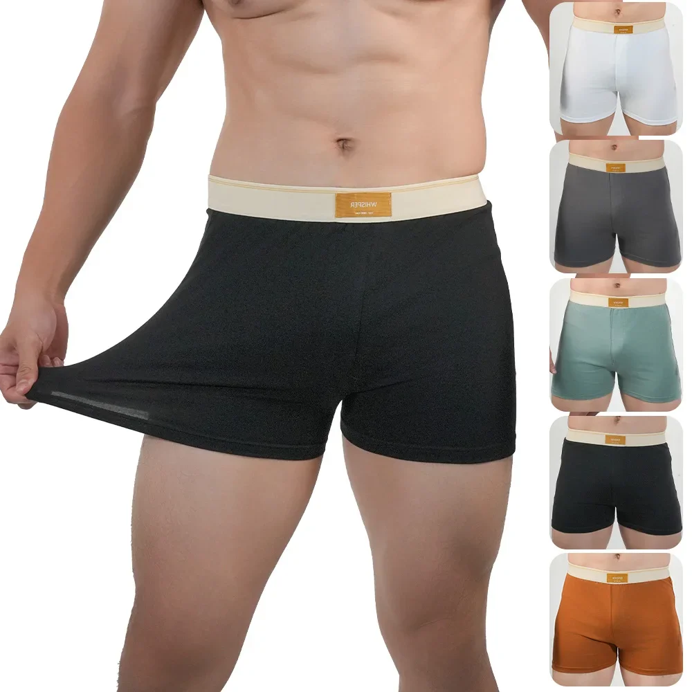 5pcs Mid Long Boxer Man Cotton Solid Large Size Underpants Breathable Fit Male Boyshort Fashion Panties Hombre Christmas Gift