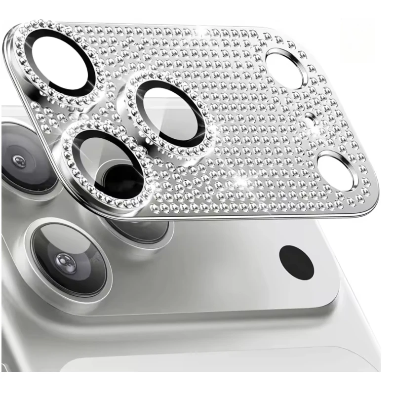 Aluminiumlegierung Bling Strass Kameraschutz für iPhone 18 17 16 15 14 Pro Max Plus 360° Rundumschutz Kameralinsenfolie