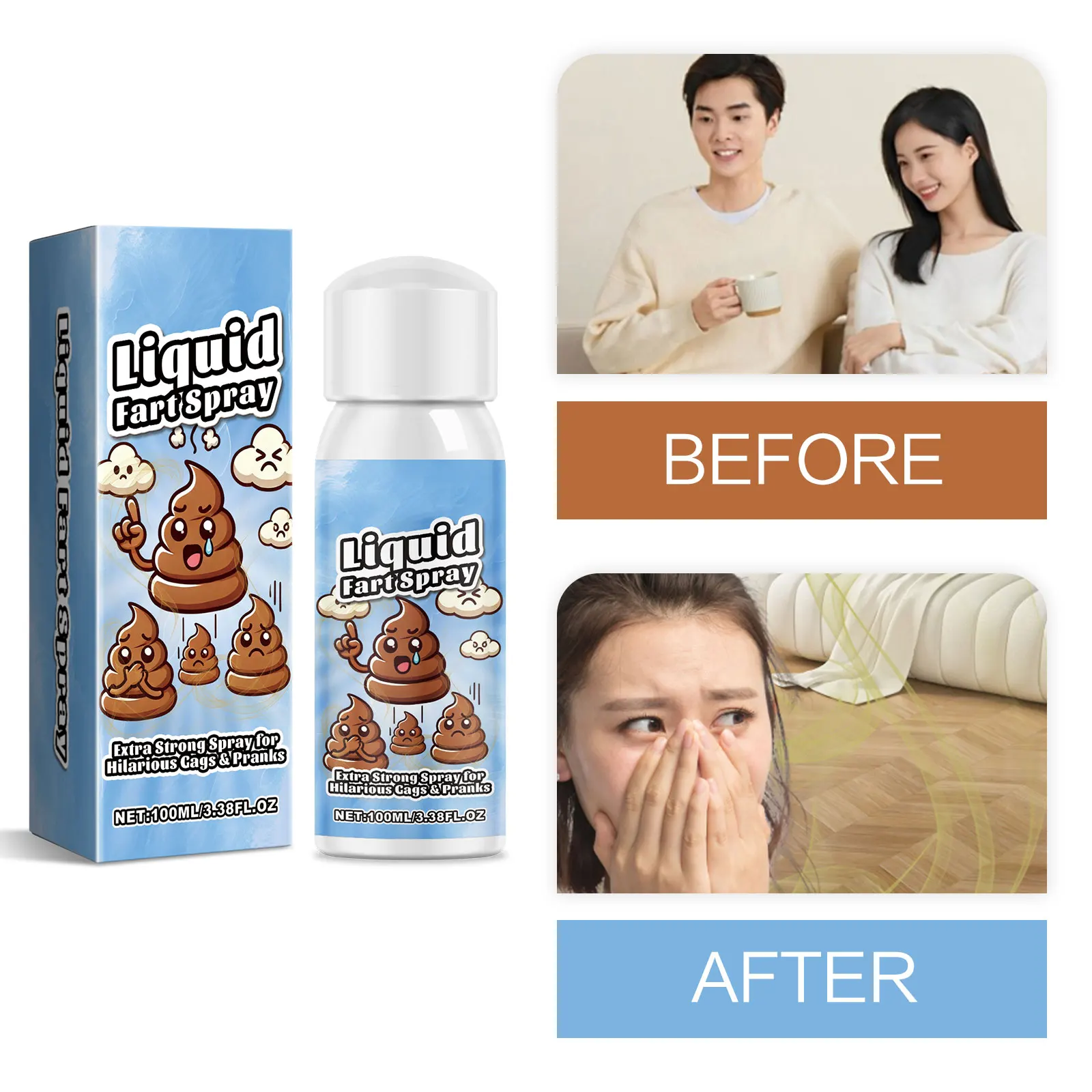 

Prank Trick Spray Poop Smelling Prank Joke Terrible Stinky Fart Non Toxic Smells April Fools Spoof Odor Supplies Liquid Fart Gag