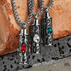 Gemstone Perfume Box Men Necklaces With Pendant Stainless Steel Jewelry For Male Women Punk Hip Hop Accessories Gifts Wholesale