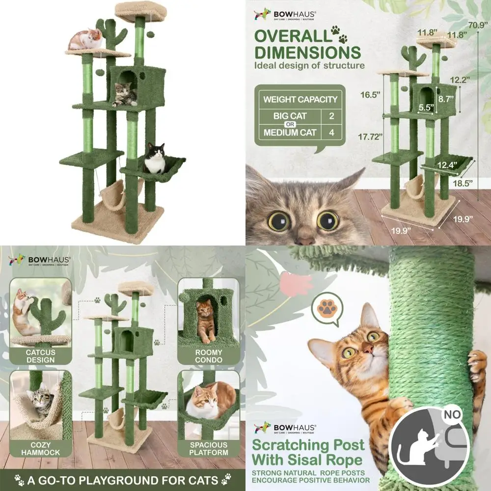 

Indoor Multi-Level Cat Activity Tree with Plush Perches, Scratching Posts, and Ramps