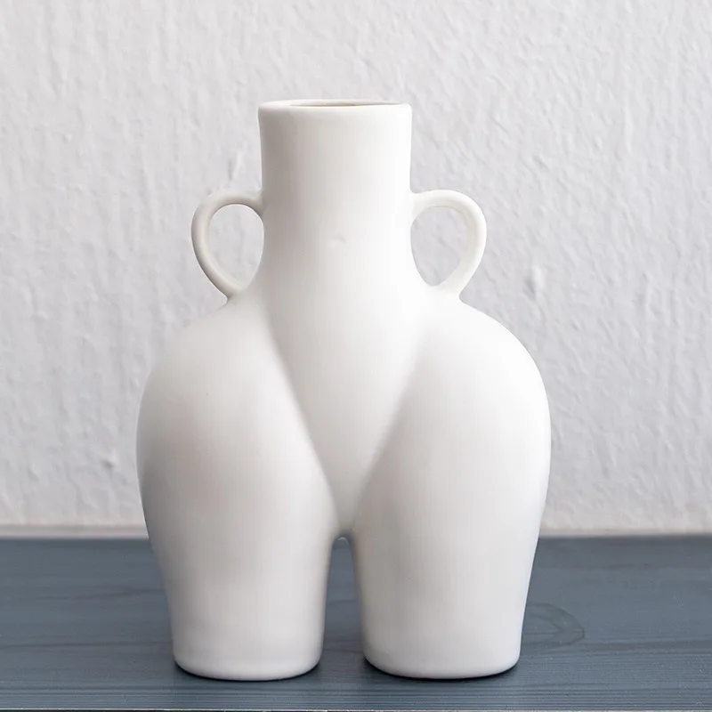 Creative Shape Ceramic Docking Vase Dry Flower Arrangement Simple Modern Art Home Decoration Vase Home Decor Ceramic Vase
