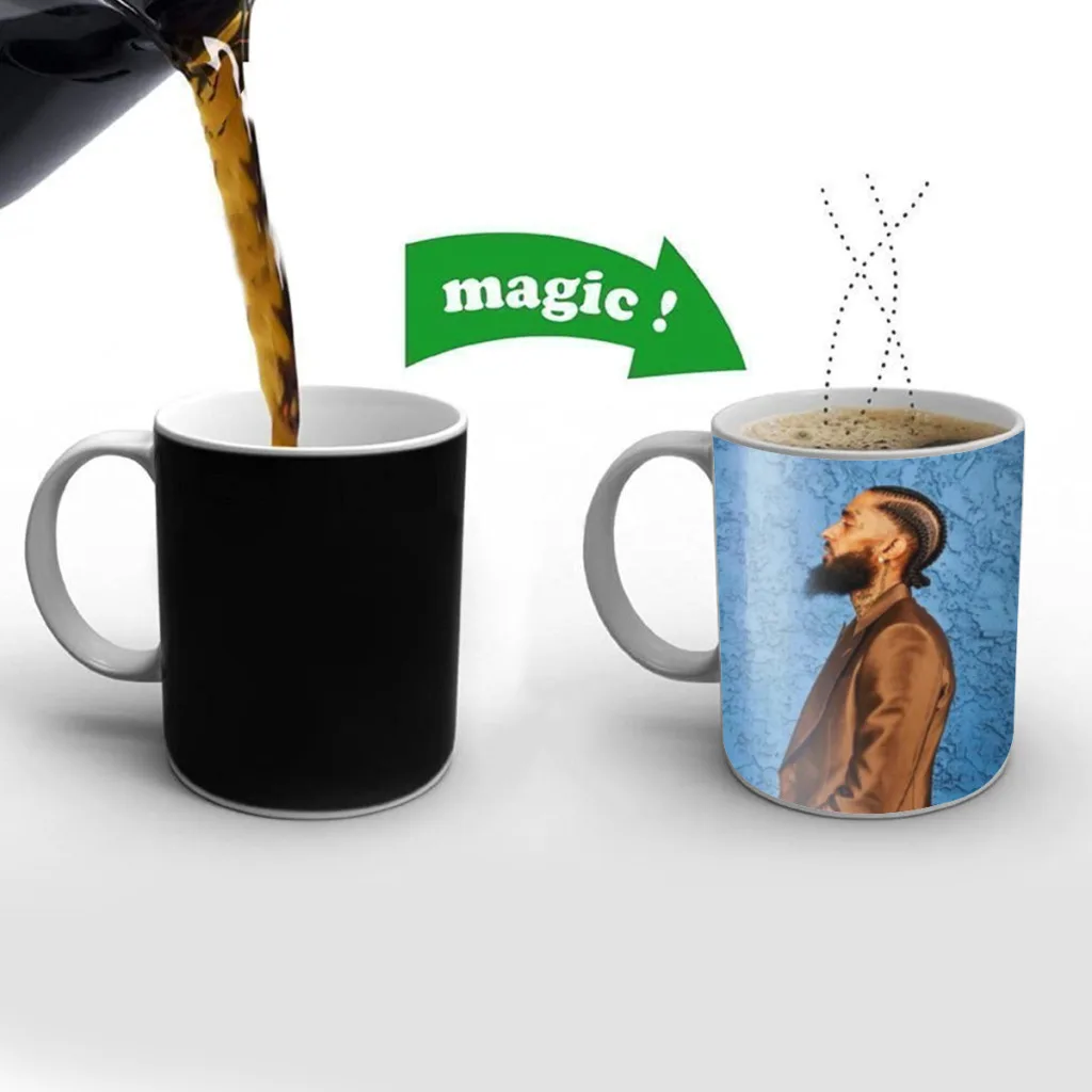 

Nipsey H-Hussle American Rapper Coffee Mugs Cup Color Changed Mug Heat Sensitive Tea Cup Coffee Mug Gift Mug Drop Shipping