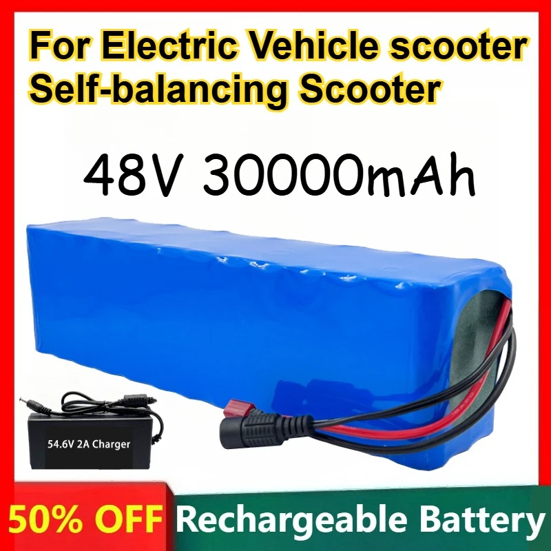 48V 30000mAh 18650 Lithium Battery For Electric Vehicle Scooter Self-balancing Scooter Rechargeable Batteries With Charger