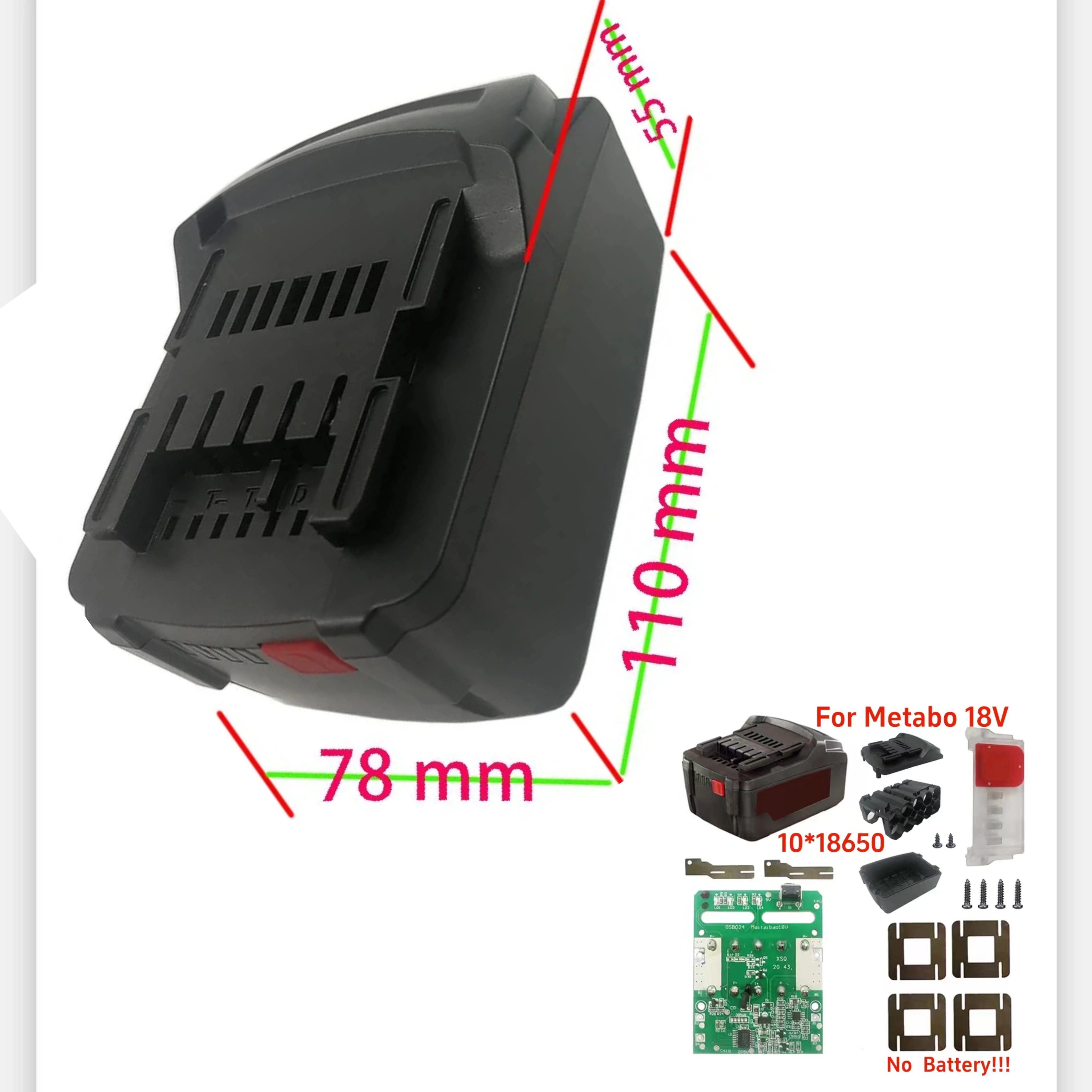 Picture 5: For Metabo 18V Lithium Battery Shel li-ion Battery Case BMS Charging Protection Circuit Board LED