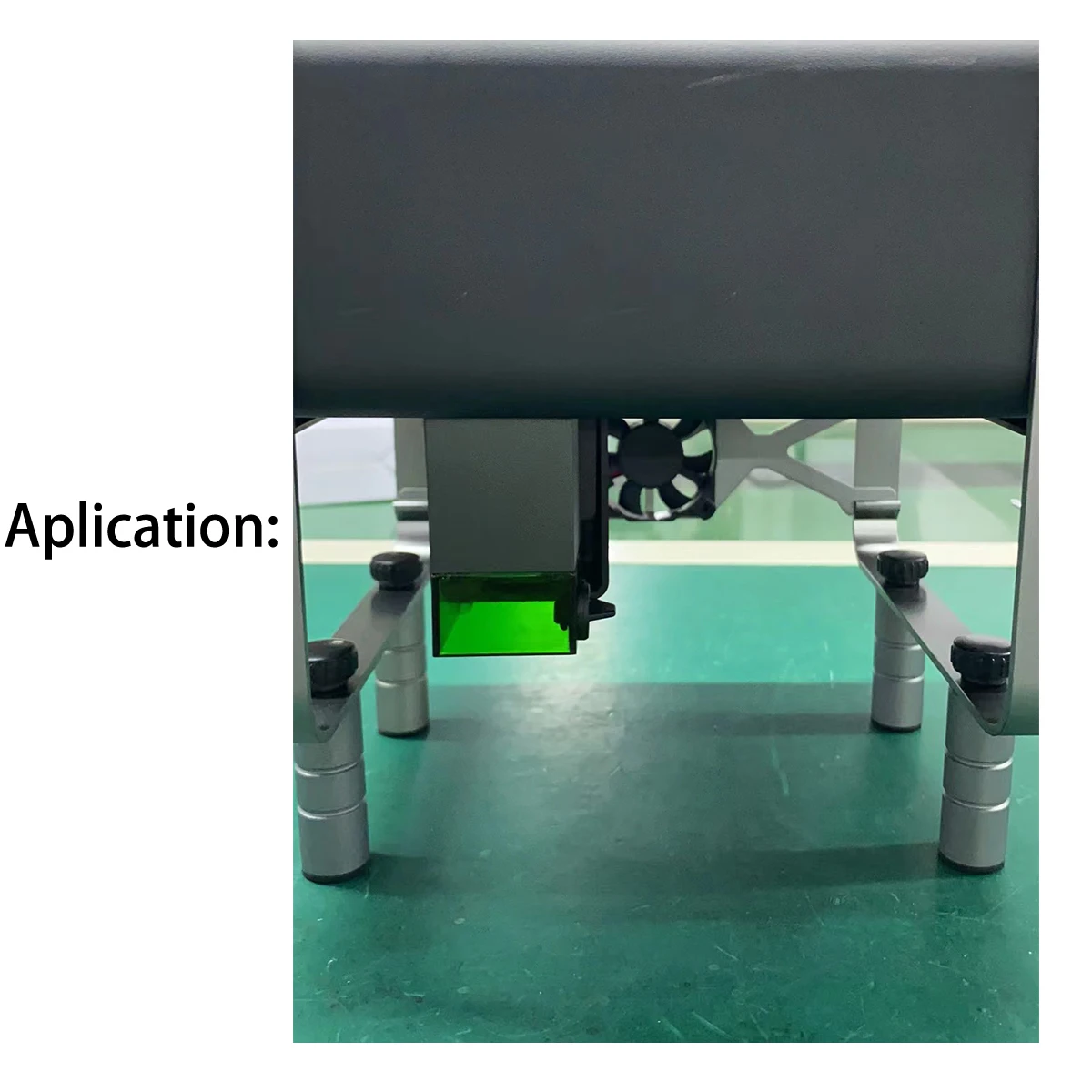 Laser engraving machine with elevated foot pads, elevated support base, metal pads, elevated columns, rotating slide table match
