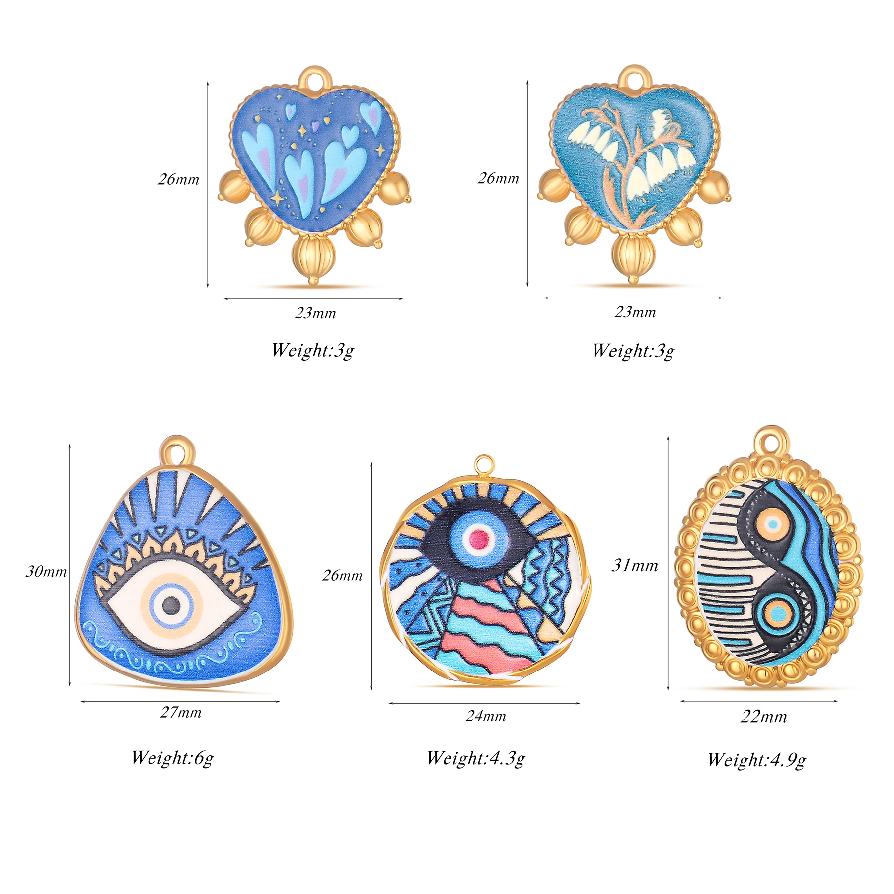 

10 шт., оптовая продажа, синяя эмаль, сглаз, овальное круглое сердце, подвеска-подвеска для изготовления ювелирных изделий, ожерелья, аксессуары ручной работы «сделай сам»