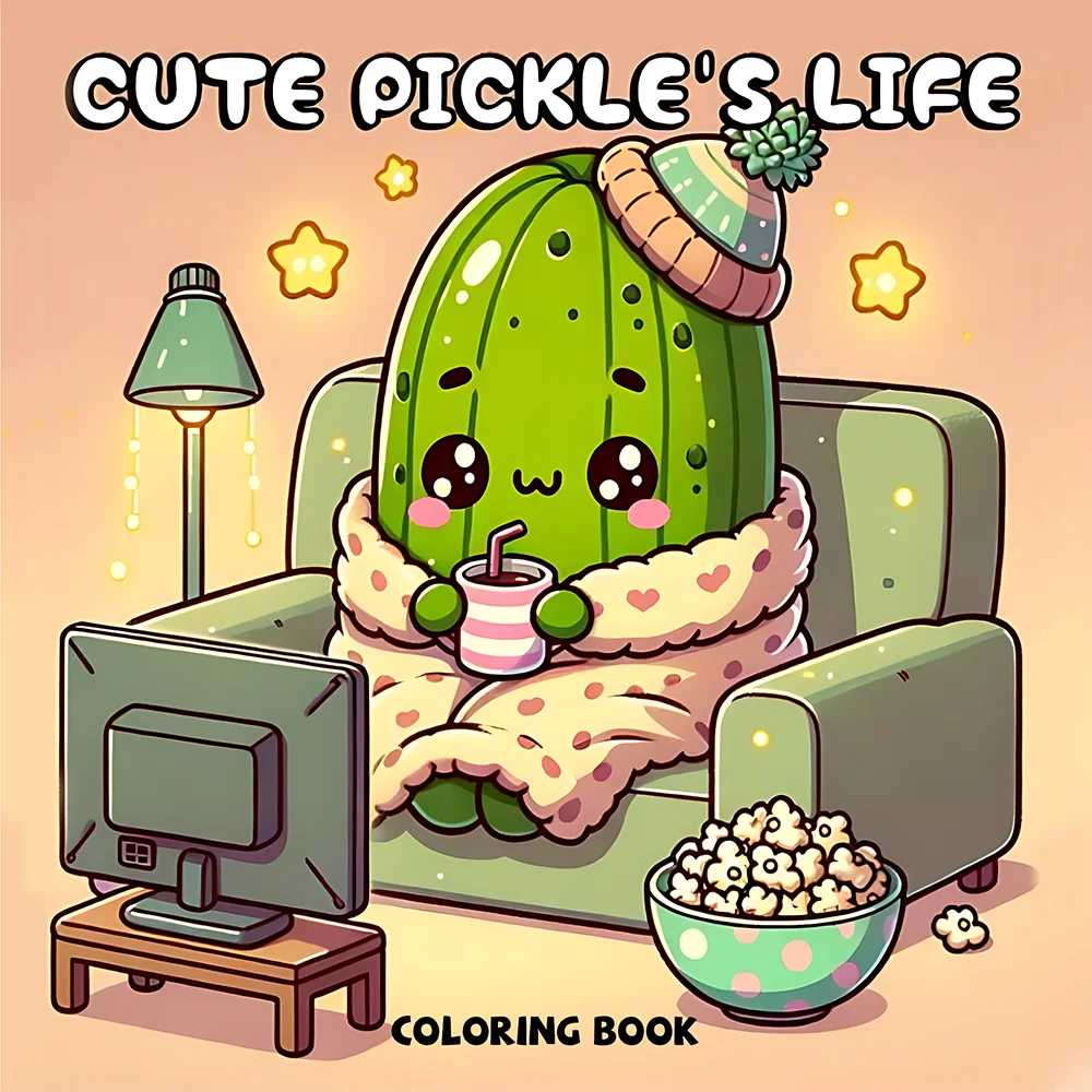 CUTE PICKLE'S LIFE Coloring Book For Adults And Teens With Charming Characters And Delightful Cartoon Scenes Picture Book ﻿