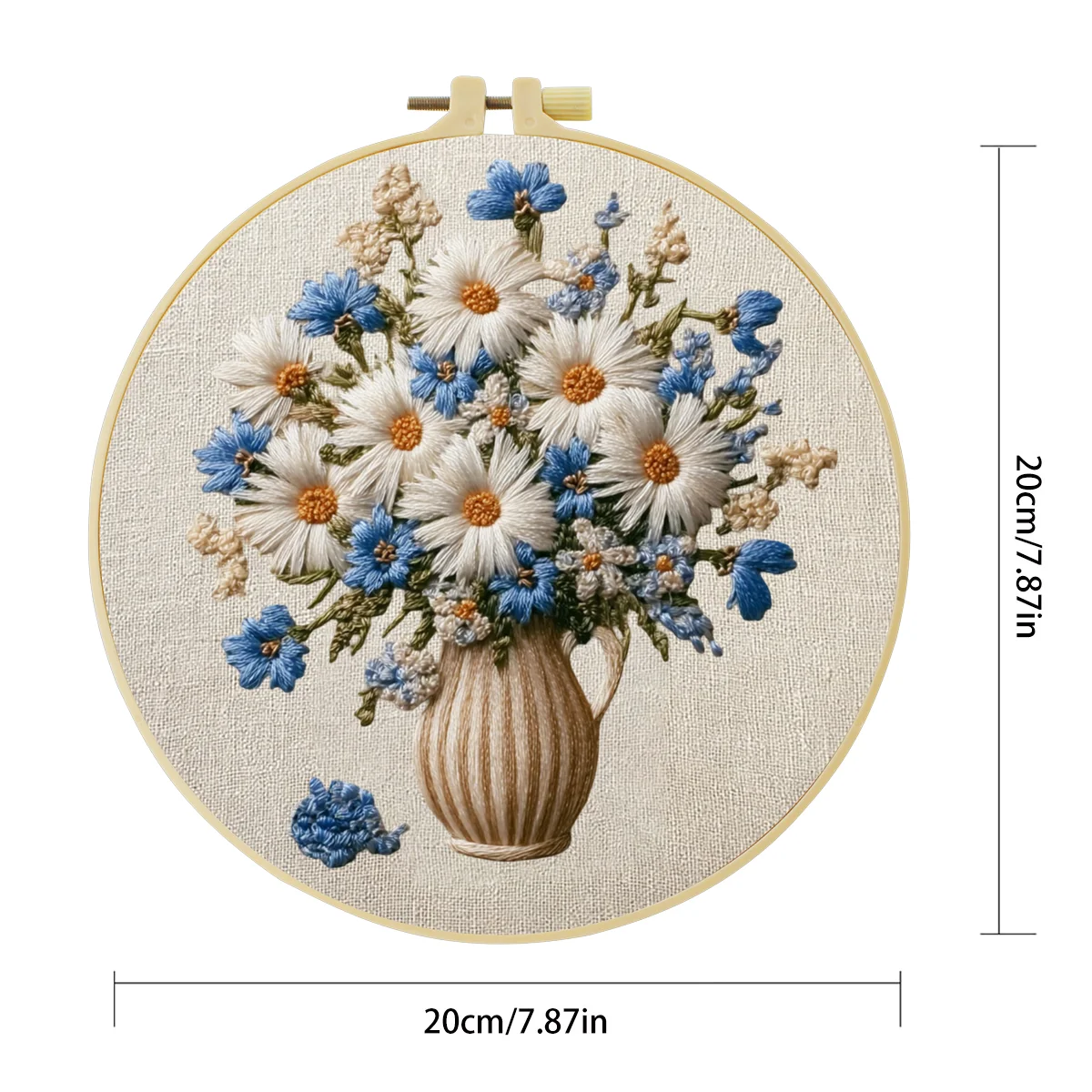 1 Stück 20X20CM/15X15CM 7,87/6,3 Zoll Blumen-Stickerei-Starter-Kit DIY-Kit DIY-Stickerei-Set Handarbeiten Nadelkunst Nähkunst – Detail 4