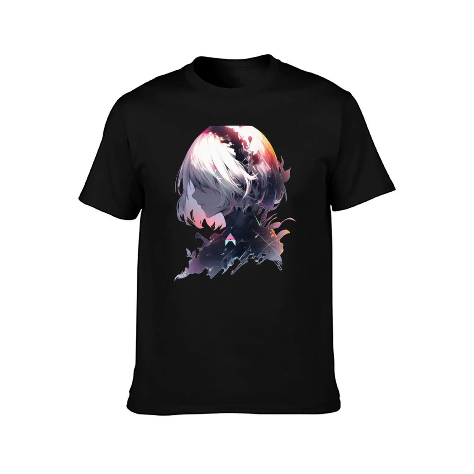 2B Glitch - NieR T-Shirt Big and Tall Crew Neck Tee T-Shirt