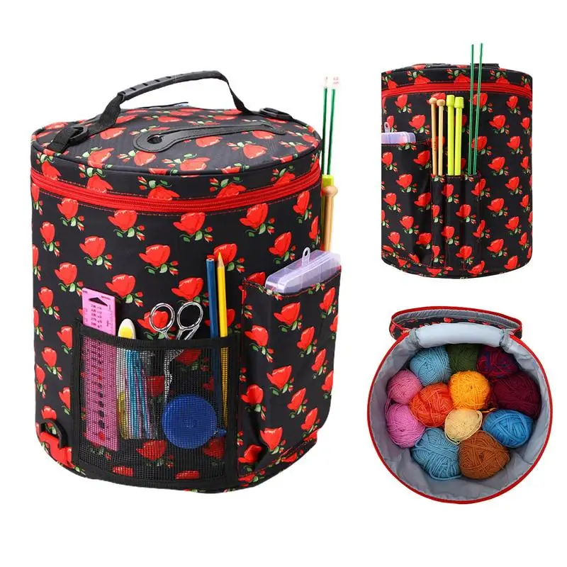 Crochet Bag Organizer Zippered Waterproof Oxford Cloth Bag For Yarn Scratch Proof Yarn Organizer With Handle For Home Accessory