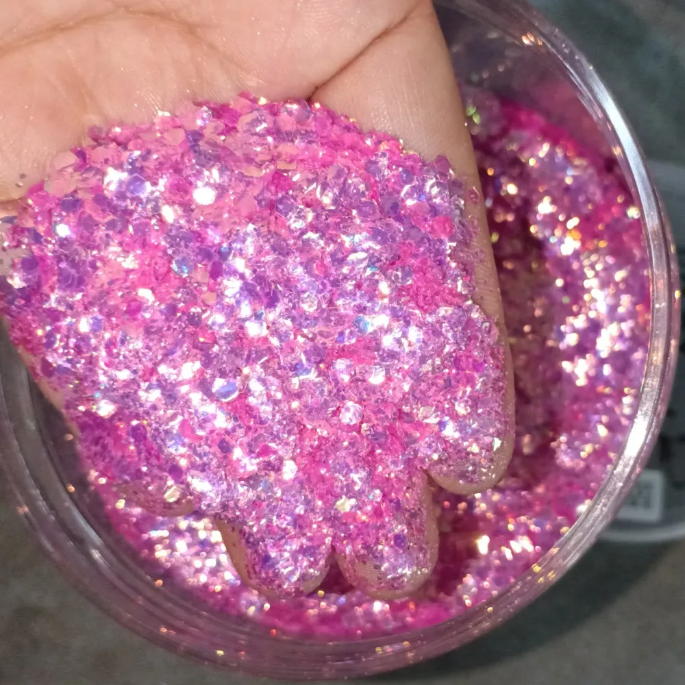 1 Bag (50g) Iridescent Glitter Irregular Nail Sequins AB Mermaid Flakes Hexagon Spangle Pailliette Mixed Powder Nail Art Glitter