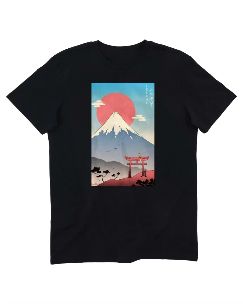 

2025 New Ikigai Mont Fuji Street Clothing Peripheral Printing Summer Luxury Brand Cotton Men's and Women's T-Shirt Short Sleeves