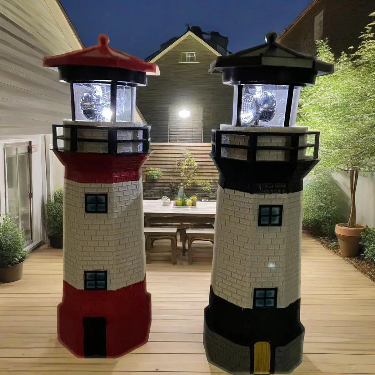 

LED Solar Lighthouse 360 Degree Rotating Light, Waterproof LED Solar Light, Outdoor Courtyards Lawns Decorative Landscape Lights
