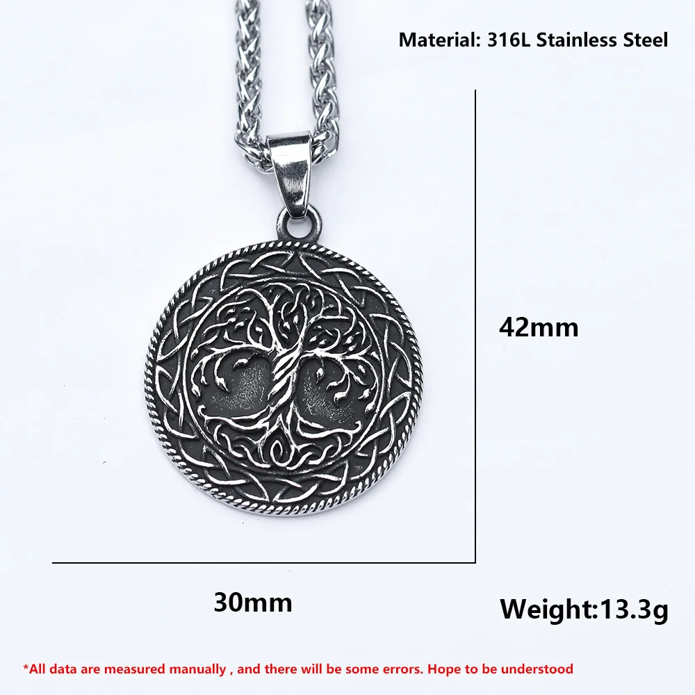 2022 NEW Men\'s 316L stainless steel fashion Tree of life Pendant Necklace for teens Vintage Jewelry Gift free shipping