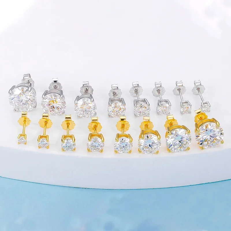 Women's Moissanite Diamond Stud Earrings, Platinum Plated Gift