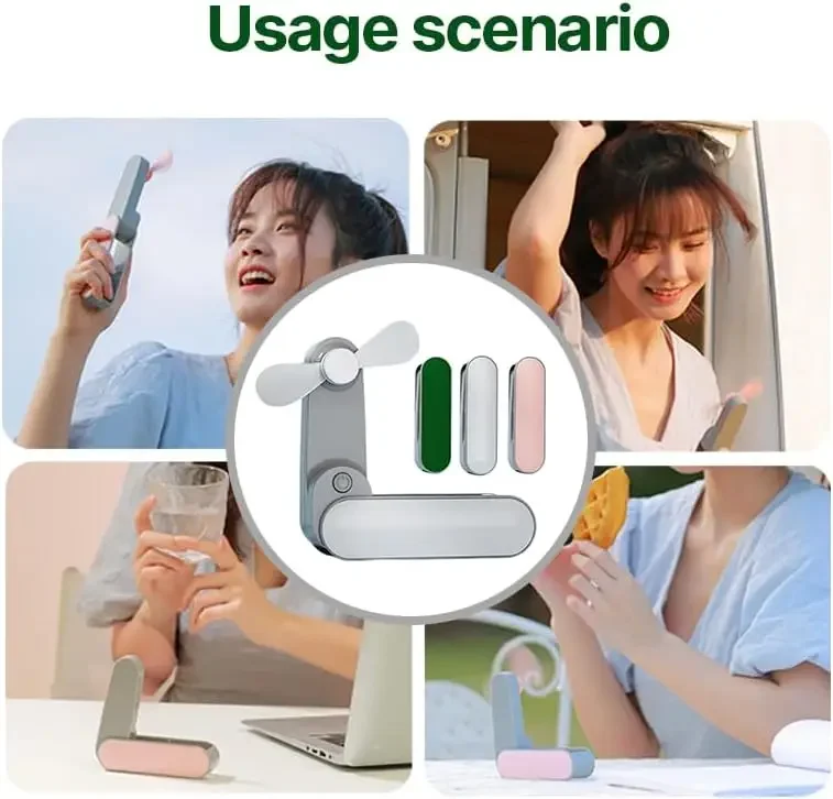 مروحة قابلة للطي، مروحة محمولة، USB قابلة لإعادة الشحن، مروحة جيب صغيرة محمولة رائعة للمكتب والتخييم