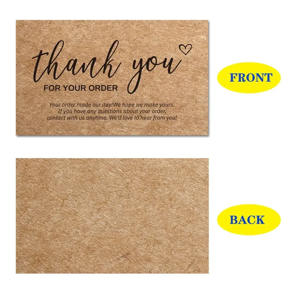 30pcs Natural Kraft Paper Thank You Cards for Small Business Appreciation Enterprise Thank You For Your order Card Greeting Card