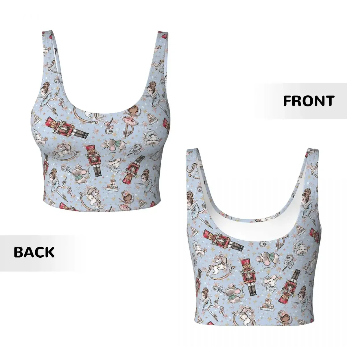 Custom Christmas Nutcrackers Stars Ballerina Violin Women Sports Vest Bra Gym Workout High Impact Yoga Crop Tank Tops