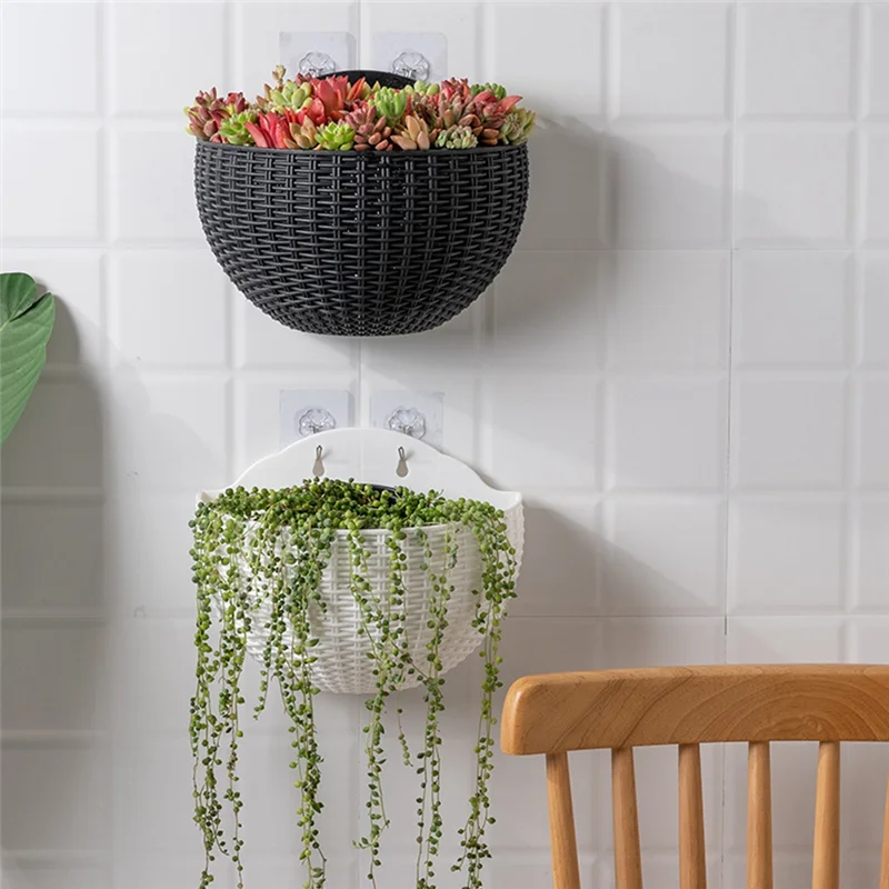 A21I-Large Balcony Hanging Plastic Pot Succulent Flower Pot Rattan Flower Pot
