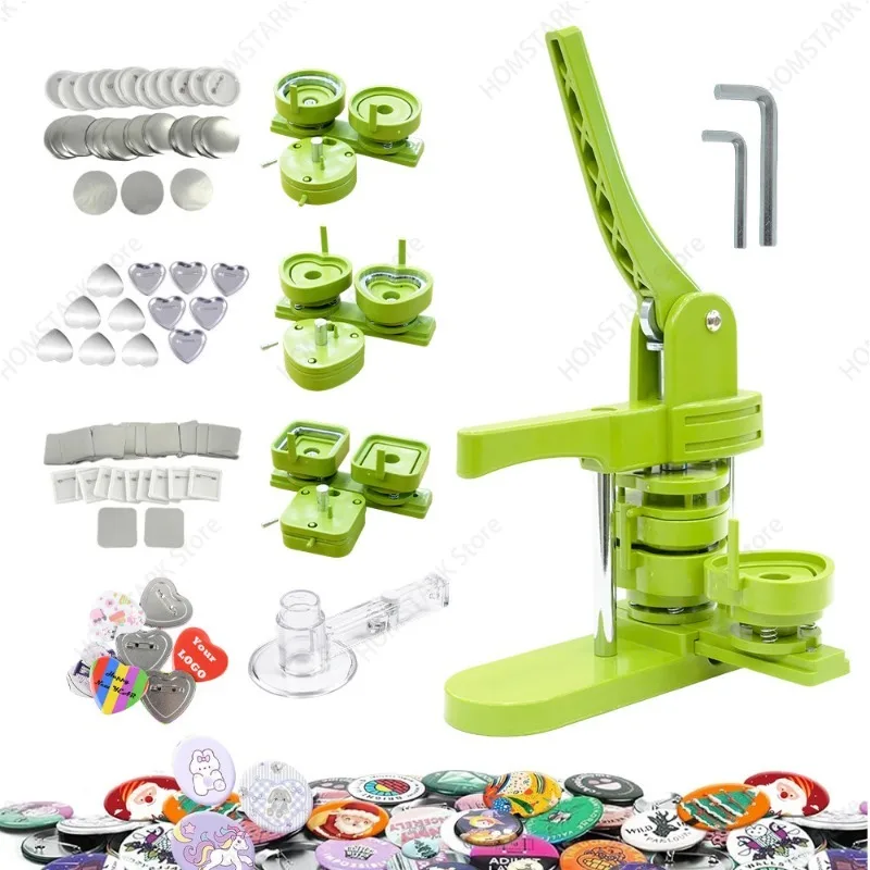 3‑in‑1 Manual Badge Maker Machine Interchangeable Mold DIY Handmade Creative Button Pin Making Craft Tool for Stall Production