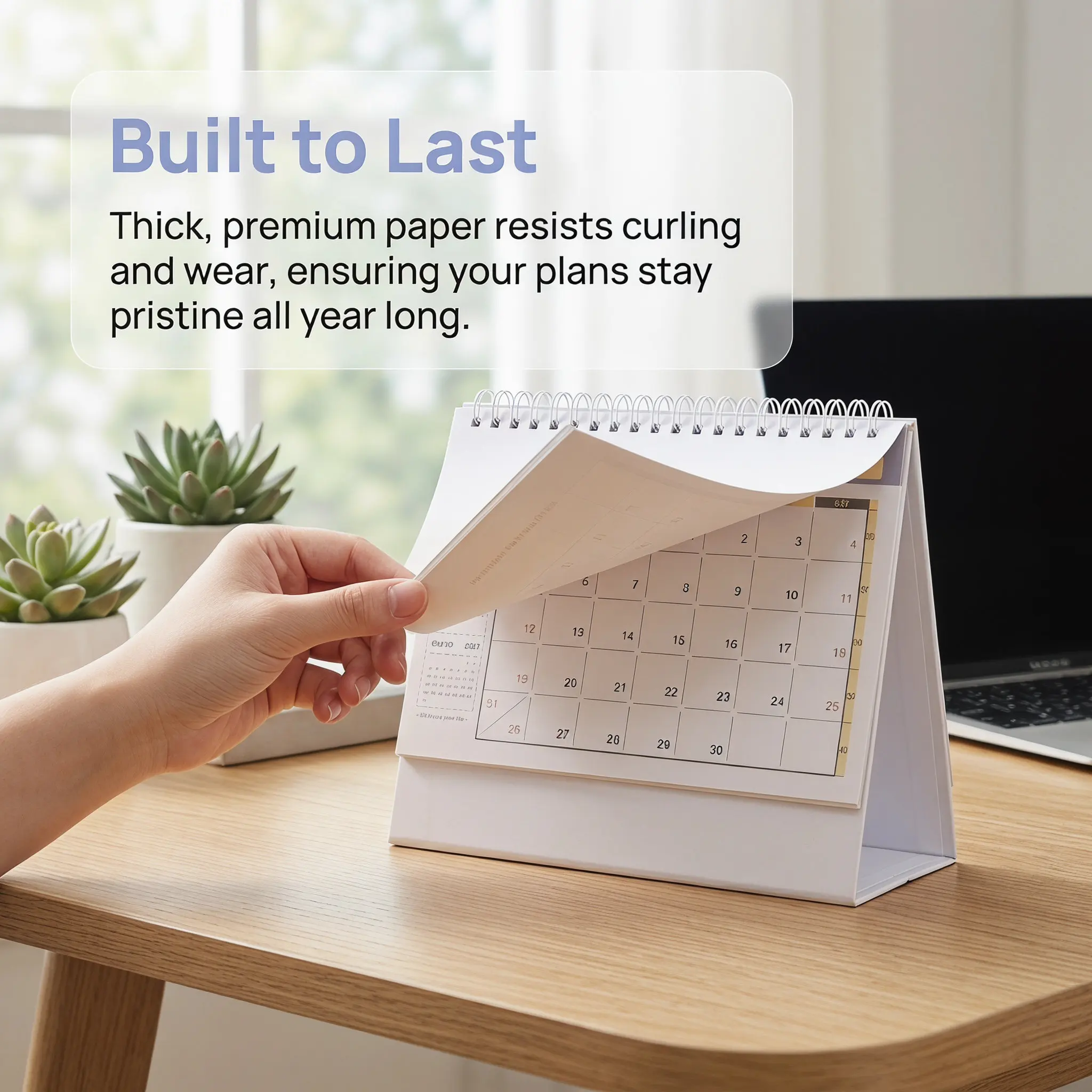 Desk Calendar 2026-2027 Standing Flip Desktop Calendar Large Minimalist Monthly Planner Compact Space Saving Office Study