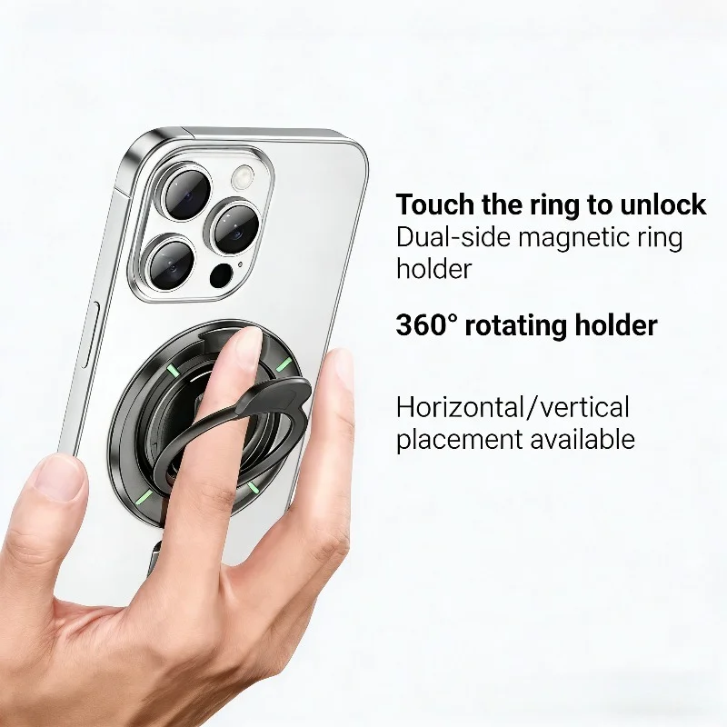 

360° Adjustable Multi-Function Magnetic Phone Ring Holder, Strong Magnetic Adsorption Phone Grip Stand for iPhone 17 16 15 14 13