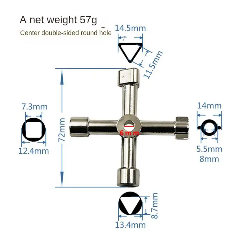 Cross Cross Triangle Wrench Universal 4 Way Cross Triangle Wrench KEY For Train Electrical Elevator Cabinet Valve Alloy Triangle