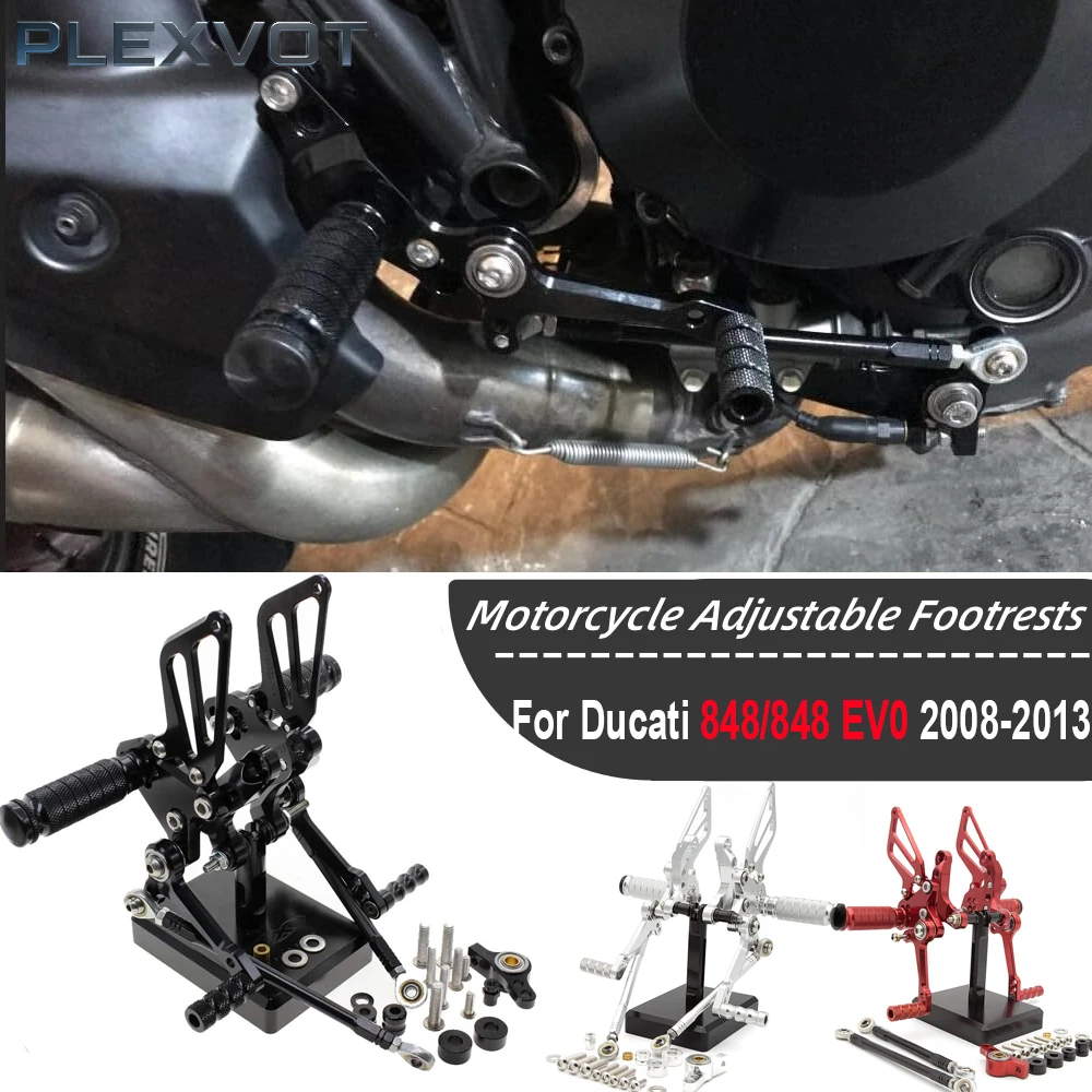 

Motorcycle Rearset Foot Pegs Rear Set Footrests Adjustable Foot Boards For Ducati 848/848 EV0 2008 2009 2010 2011 2012 2013