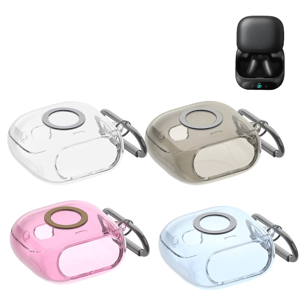 For Anker Soundcore Liberty 5 Pro TPU Case Shockproof 360 Degree Full Protection with Metal Hook Carabiner