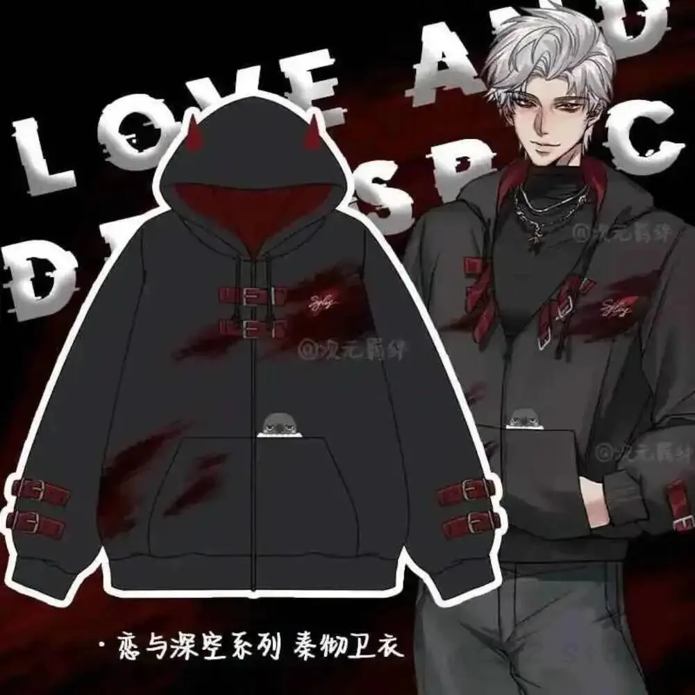 

Anime 2026 Jacket Zippered Hoodie Coat Love and Deepspace Sylus Crow Cosplay Costume Spring Autumn Cartoon Sweatshirt Xmas Gift