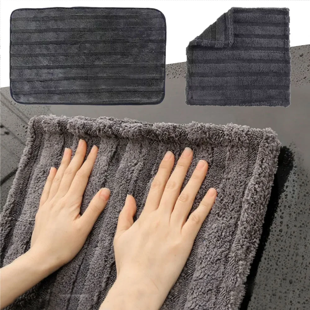 

1 шт., супер впитывающее полотенце для сушки автомобиля, двустороннее полотенце, 1200 г/м2, микрофибра, автомобильные бытовые тряпки для чистки, 40/60 см