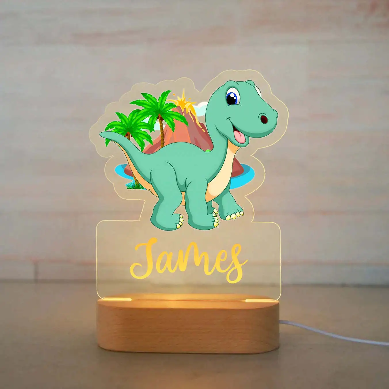 Name Customized Children Acrylic Lamp For Bedroom Cute Animal Room Decor DIY Creative Gift Elephant Panda Figurine Night Light